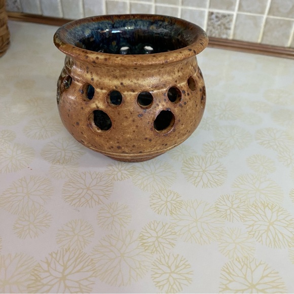 Vintage Pottery Mug & Pottery Tealight candle holder drip glaze handmade - Picture 9 of 12